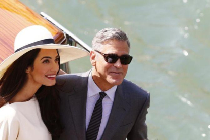 Amal y George Clooney, durante una visita al Festival de Venecia del 2014. Italia es la otra patria del intérprete norteamericano.