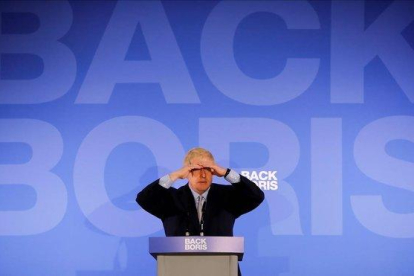 Boris Johnson, este miércoles, en la presentación de su campaña para las primarias del Partido Conservador británico.