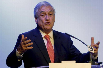 El expresidente chileno Sebastián Piñera, durante su intervención en el VII Foro Atlántico esta mañana en Madrid.