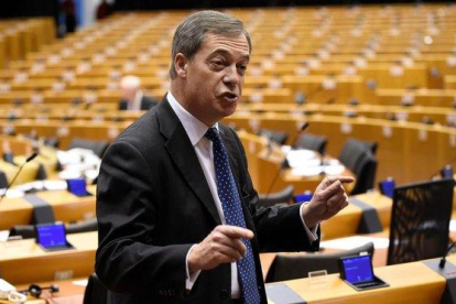 Nigel Farage en el Parlamento Europeo.