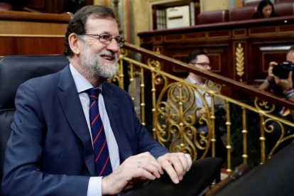 Mariano Rajoy en su escaño en el Congreso.