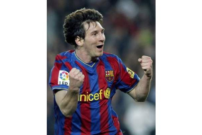 Messi celebra el tanto de la victoria azulgrana.