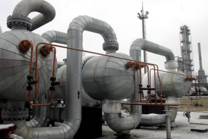 Una fábrica de gas ucraniana en la explotación de Solokhovskoe cerca de la ciudad de Poltava.