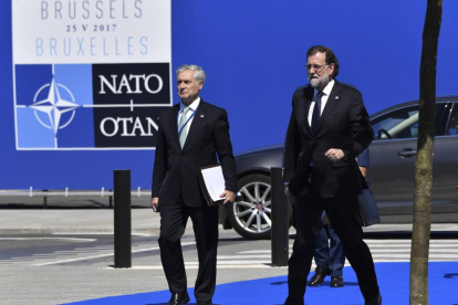 Rajoy llega a la sede de la OTAN, en Bruselas.