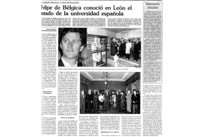 Crónica publicada en Diario de León sobre la visita de Felipe de Bélgica a León el 23 de mayo de 1989. NORBERTO