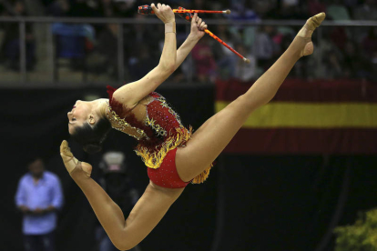 La leonesa Carolina Rodríguez acabó quinta en la final de mazas. MANUEL ALMEIDA