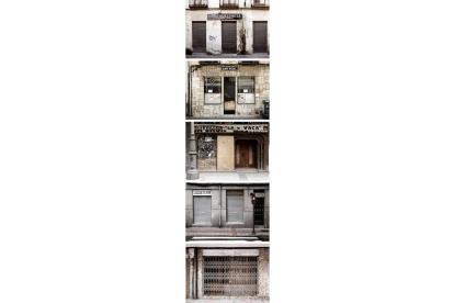 Composición con 25 de las cien imágenes que conforman ‘Crack’, un retrato de la crisis económica en la ciudad a través de sus locales cerrados o abandonados .