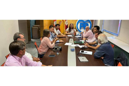 Muñoz, con los presidentes comarcales del PP, esta misma semana. DL