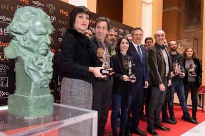 Los nominados andaluces a los premios Goya 2019, el viernes en el Ayuntamiento de Sevilla.
