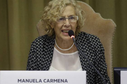 Manuela Carmena durante su intervención en el Vaticano.