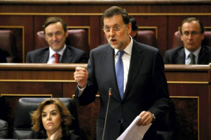 El presidente del Gobierno, Mariano Rajoy, durante su intervención. Foto: JUAN MANUEL PRATS
