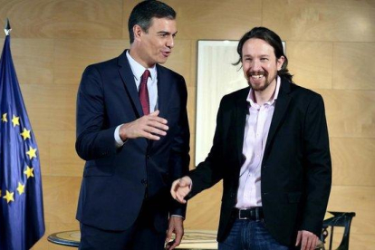Pedro Sánchez y Pablo Iglesias, en la reunión que mantuvieron en Madrid el pasdo 9 de julio.