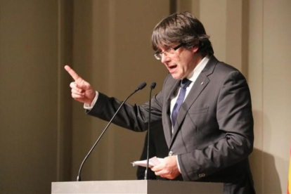 VCarles Puigdemont, en un acto en Bruselas.