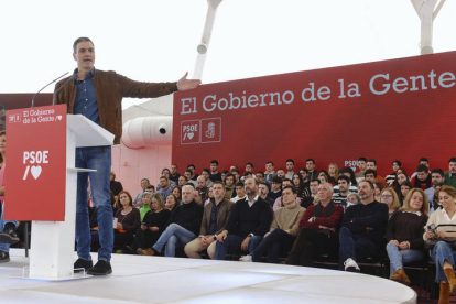 Pedro Sánchez participa en Valladolid en un acto de partido. NACHO GALLEGO