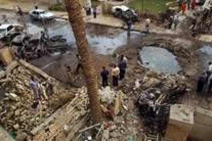 Imagen de la zona de Bagdad en la que cayó la bomba