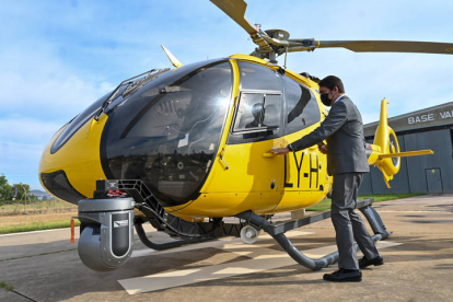 El helicóptero modelo EC130T2 en su presentación en Valladolid