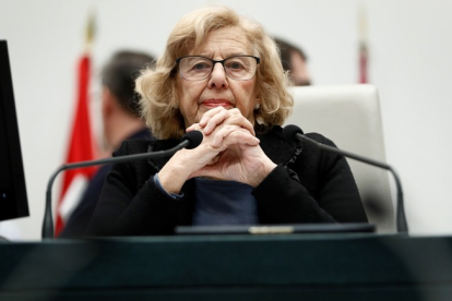 Manuela Carmena, durante un Pleno del Ayuntamiento de Madrid.