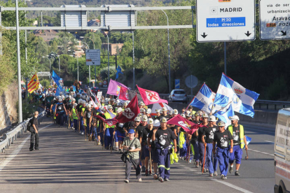 Llegada de los mineros durante la III Marcha Minera en su última etapa a Madrid. NOBERTO