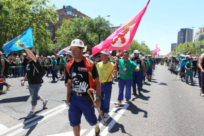 Llegada de los mineros al centro de Madrid. NOBERTO