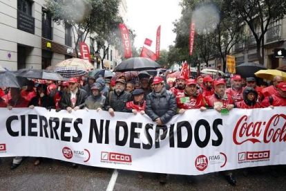 Manifestación por los afectados del ERE de Coca-Cola, el 15 de febrero del 2014 en Madrid.