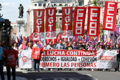 Movilización sindical de un primero de mayo en León. FERNANDO OTERO