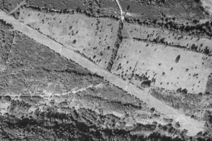 Vista aérea del campamento romano descubierto por José Luis Vicente González en Rabanal del Camino.