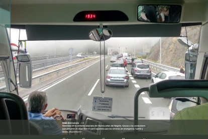 Imagen de una usuaria atrapada en el cierre de la autopista del Huerna