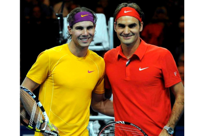 Nadal y Federer formarán pareja hoy en la Laver Cup. WALTER BIERI