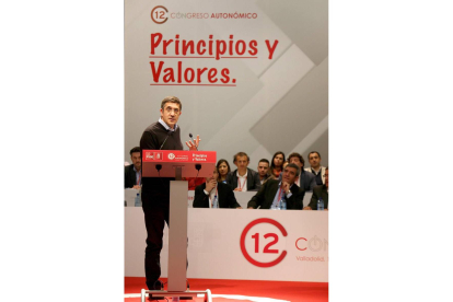 El secretario de Relaciones Políticas del PSOE, Patxi López, durante su intervención en el XII Congreso Autonómico del PSOE de Castilla y León