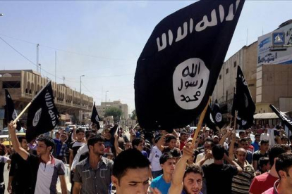 Partidarios del Estado Islámico en una manifestación en Mosul en junio del 2014.