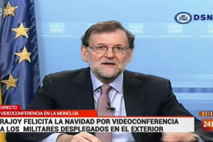 Imagen de la intervención de Rajoy, este sábado.