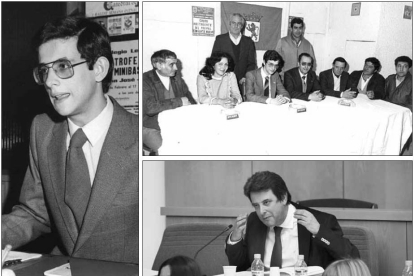 Rubinat en 1981, como presidente del GAL; con miembros del PREPAL; y en San Andrés.