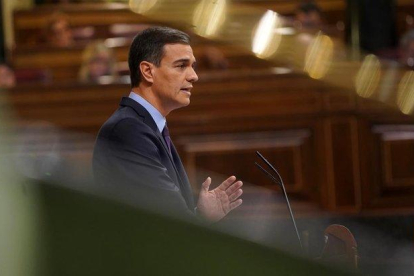 Pedro Sánchez interviene en el pleno del Congreso.