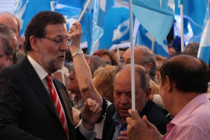 Rajoy durante el mitin que dio esta tarde en Valladolid