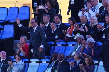 El presidente francés Francois Hollande a su llegada al estadio de Maracaná