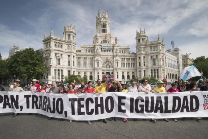 Manifestación que las Marchas de la Dignidad, que aglutinan a cuatro columnas procedentes de distintas partes de España, lleven a cabo este sábado en Madrid.