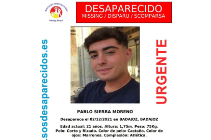 Cartel de la desaparición de Pablo Sierra, SOS DESAPARECIDOS