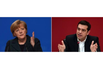 Angela Merkel y el primer ministro griego y líder de Syriza, Alexis Tsipras.