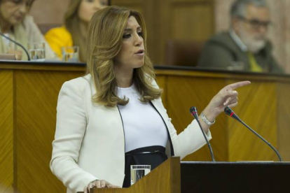 La candidata socialista para presidir la Junta de Andalucía, Susana Díaz, este martes, en el Parlamento autonómico.