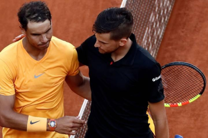 Rafa Nadal y Dominic Thiem al finalizar el partido.