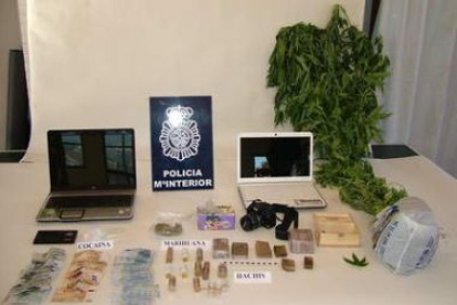La Policía se incautó de droga, dinero en efectivo, ordenadores y plantas de marihuana.
