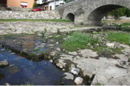 El río Oza en Toral de Merayo, esta semana.