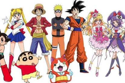 De izquierda a derecha, Astro Boy, Sailor Moon, Shin Chan, Luffy ('One Piece'), Naruto, el gato Jibanyan ('Yo-Kai Watch'), Son Goku y las Maho Girls Precure, embajadores de los Juegos Olímpicos de Tokio 2020.