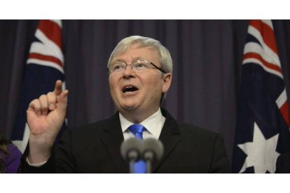 Kevin Rudd, durante una rueda de prensa.