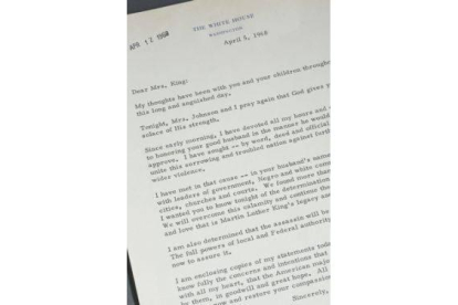 Carta del presidente Lyndon Johnson a la viuda de Luther King.