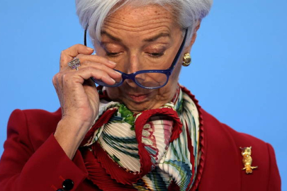 La presidenta del Banco Central Europeo (BCE), Christine Lagarde, ayer en Fráncfort. FRIEDEMANN VOGEL
