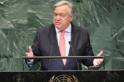 Antonio Guterres, secretario general de la ONU, se dirige a la Asamblea General, el 25 de septiembre del 2018