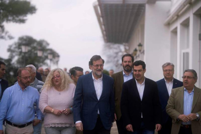 Antonio del Castillo, María del Mar Bermúdez, Mariano Rajoy, Juanma Moreno y Juan Ignacio Zoido. R. A.