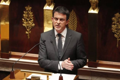 El primer ministro francés, Manuel Valls, durante su intervención ante la Asamblea Nacional.