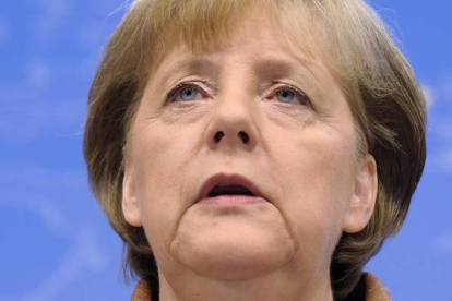 Merkel durante la conferencia de líderes europeos en Bruselas.